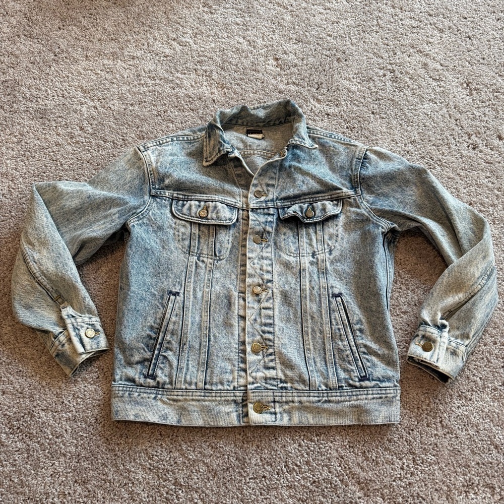 Vintage Lee Acid Wash Classic Denim Jacket Size Medium